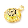 Brass Pendants with Cubic Zirconia and Glass KK-D536-21G-03-2