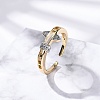 Brass Micro Pave Clear Cubic Zirconia Cuff Finger Rings for Women RJEW-C116-02G-2