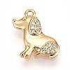 Brass Micro Pave Clear Cubic Zirconia Pendants KK-T075-05G-1