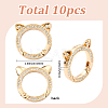 10Pcs Zinc Alloy Crystal Rhinestone Spring Gate Rings FIND-SC0019-51B-2