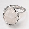 Teardrop Platinum Tone Brass Gemstone Adjustable Wide Band Rings RJEW-L062-02B-2