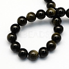 Natural Golden Sheen Obsidian Round Beads Strands G-S157-10mm-2