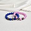 Blue Natural Mashan Jade Round Beaded Stretch Bracelet BJEW-SW00077-03-6
