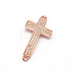 Curved Latin Sideways Cross Brass Micro Pave Cubic Zirconia Links ZIRC-E010-02RG-1