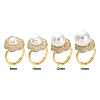 Flower Brass Micro Pave Cubic Zirconia Adjustable Ring Settings KK-K297-03G-4