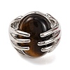 Oval Natural Tiger Eye Finger Ring G-Q184-06F-P-2