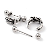 Knot 316 Surgical Stainless Steel Shield Barbell Hoop Earrings EJEW-Z050-48AS-2