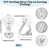 1 Pair 925 Sterling Silver Clip-on Earring Findings STER-BBC0008-46-2