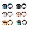12Pcs 6 Colors 316 Surgical Stainless Steel Screw Ear Gauges Flesh Tunnels Plugs STAS-YW0001-16B-2