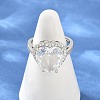Heart Brass Micro Pave Cubic Zirconia Cuff Open Rings for Women CU-CBA0A21-02P-03-2