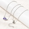 Brass Pave Cubic Zirconia Rectangle and Heart Pendant Cable Chain Necklaces KK-CBAB173-04P-07-1