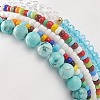 Faceted Glass & Synthetic Turquoise(Dyed) Stretch Beaded Bracelets Sets BJEW-TA00202-03-5