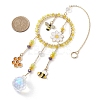 Alloy Enamel Bee Flower & Glass Beads Ring Pendant Decorations HJEW-TA00240-3