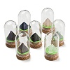 Natural Gemstone Pyramid Display Decoration with Glass Dome Cloche Cover DJEW-B009-01-1