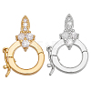 2Pcs 2 Colors S925 Sterling Silver Micro Pave Clear Clear Cubic Zirconia Twister Clasps STER-PH0003-56-6