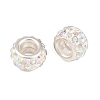 Polymer Clay Rhinestone European Large Hole Beads with Silver Color Plated Brass Cores FPDL-R002-15-1