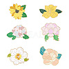  6Pcs 6 Style Flower Enamel Pin JEWB-TA0001-13-8