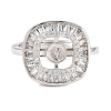 Brass Micro Pave Cubic Zirconia Adjustable Ring Components KK-CBAC351-03P-1