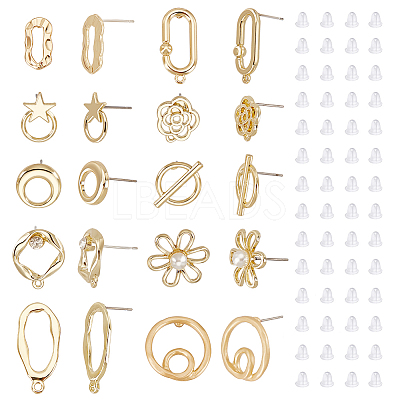 40Pcs 10 Style  Alloy Stud Earring Findings FIND-PH0008-36-1