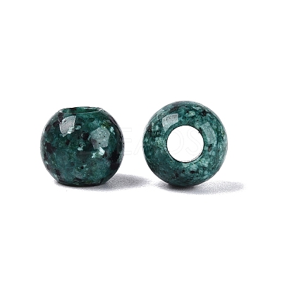 Natural Green Spot Jasper European Beads G-Q607-02J-1