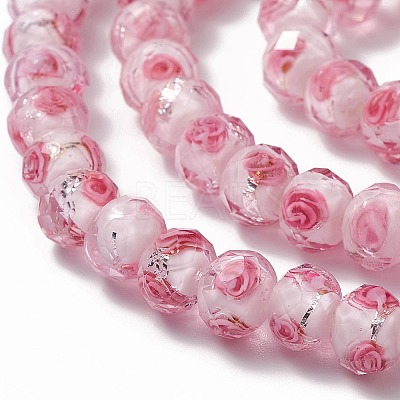 Handmade Silver Foil Glass Lampwork Beads Strands LAMP-R141-8mm-14-1