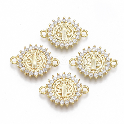 Brass Micro Pave Cubic Zirconia Links Connectors ZIRC-T005-035B-G-1