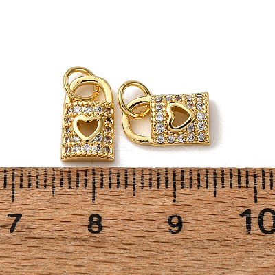 Brass Micro Pave Clear Cubic Zirconia Charms KK-A270-03B-G-1