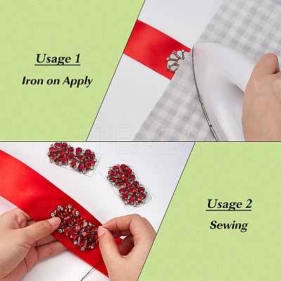 4Pcs Flower Alloy & Glass Rhinestone Applques DIY-MA0007-20B-1