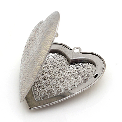 Tarnish Resistant 304 Stainless Steel Photo Locket Pendants X-STAS-S046-08-1