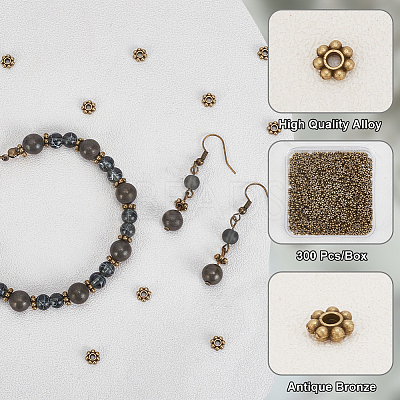 300Pcs Tibetan Style Alloy Beads Daisy Spacer Beads TIBEB-PH0005-05AB-1