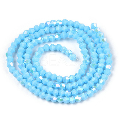 Opaque Solid Color Electroplate Glass Beads Strands EGLA-A039-P2mm-L12-1