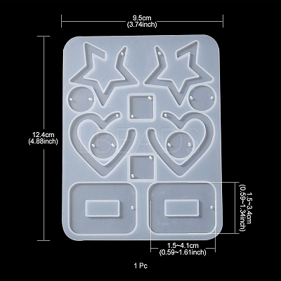 Mixed Shape Pendant & Links Silicone Molds DIY-YW0006-71-1