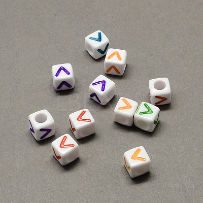 Large Hole Colorful Acrylic Letter European Beads SACR-Q104-02V-1
