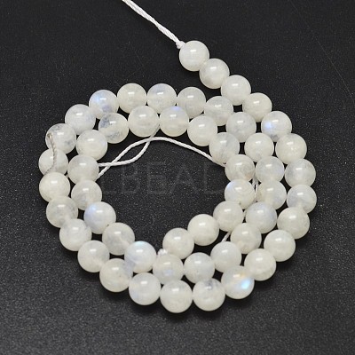 Round Grade A Natural Rainbow Moonstone Bead Strands G-M304-06-7.5mm-1