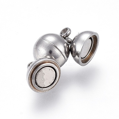 Tarnish Resistant 201 Stainless Steel Magnetic Clasps with Loops STAS-K200-03P-B-1