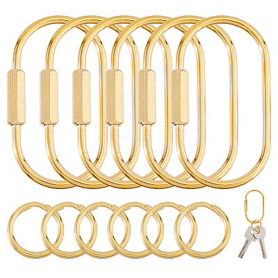 6Pcs Brass Locking Carabiner KK-HS0015-85B-1