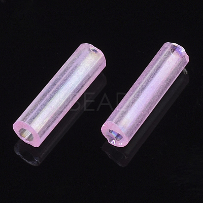 Transparent Colours Rainbow Glass Bugle Beads TSDB6MM01-1