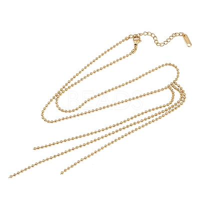 304 Stainless Steel Ball Chain Tassel Y Necklaces for Women LS-NJEW-Z104-01G-1
