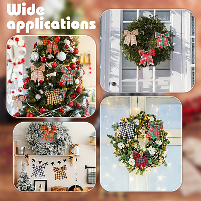 8Pcs 8 Colors Christmas Theme Imitation Linen Bowknot Ornament Accessories DIY-CA0004-34-1