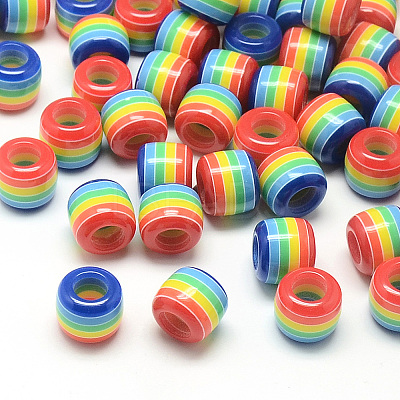 Opaque Stripe Resin European Beads LS-RESI-S344-07-1