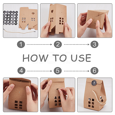 25 Sets Rectangle Foldable Creative Christmas Paper Gift Box with Window and 1 Polka Dot Paper Number Labels Sticker CON-PH0002-85A-1