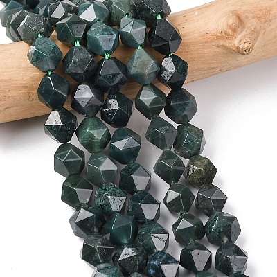 Natural Moss Agate Beads Strands G-F523-37-10mm-1