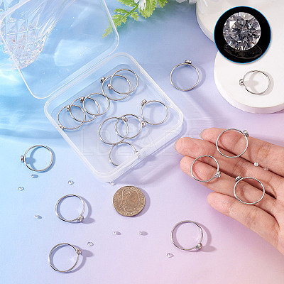 18Pcs 304 Stainless Steel Finger Ring Rhinestone Settings STAS-TA0005-86P-1