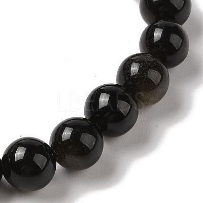8mm Round Natural Golden Sheen Obsidian Braided Bead Bracelets BJEW-C067-01B-22-1