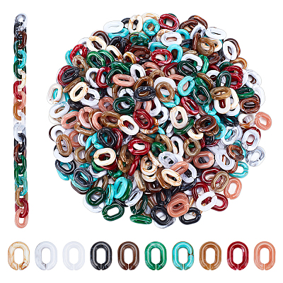 400Pcs 10 Colors Acrylic Linking Rings OACR-WR0001-01-1