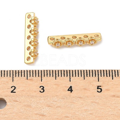 Brass Micro Pave Clear Cubic Zirconia Spacer Bars KK-Z139-11G-02-1