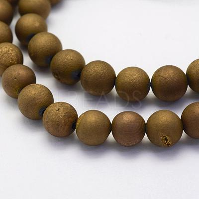 Electroplate Natural Druzy Agate Beads Strands G-G708-10mm-12-1