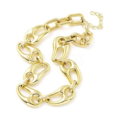 Acrylic Chunky Coffee Bean Link Chain Necklaces NJEW-D313-01C-1