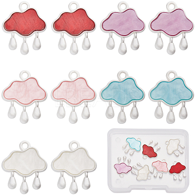 10Pcs 5 Colors Baking Paint Zinc Alloy with Resin Pendants FIND-SC0011-17-1