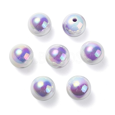 UV Plating Rainbow Iridescent Acrylic Beads OACR-F004-09C-1